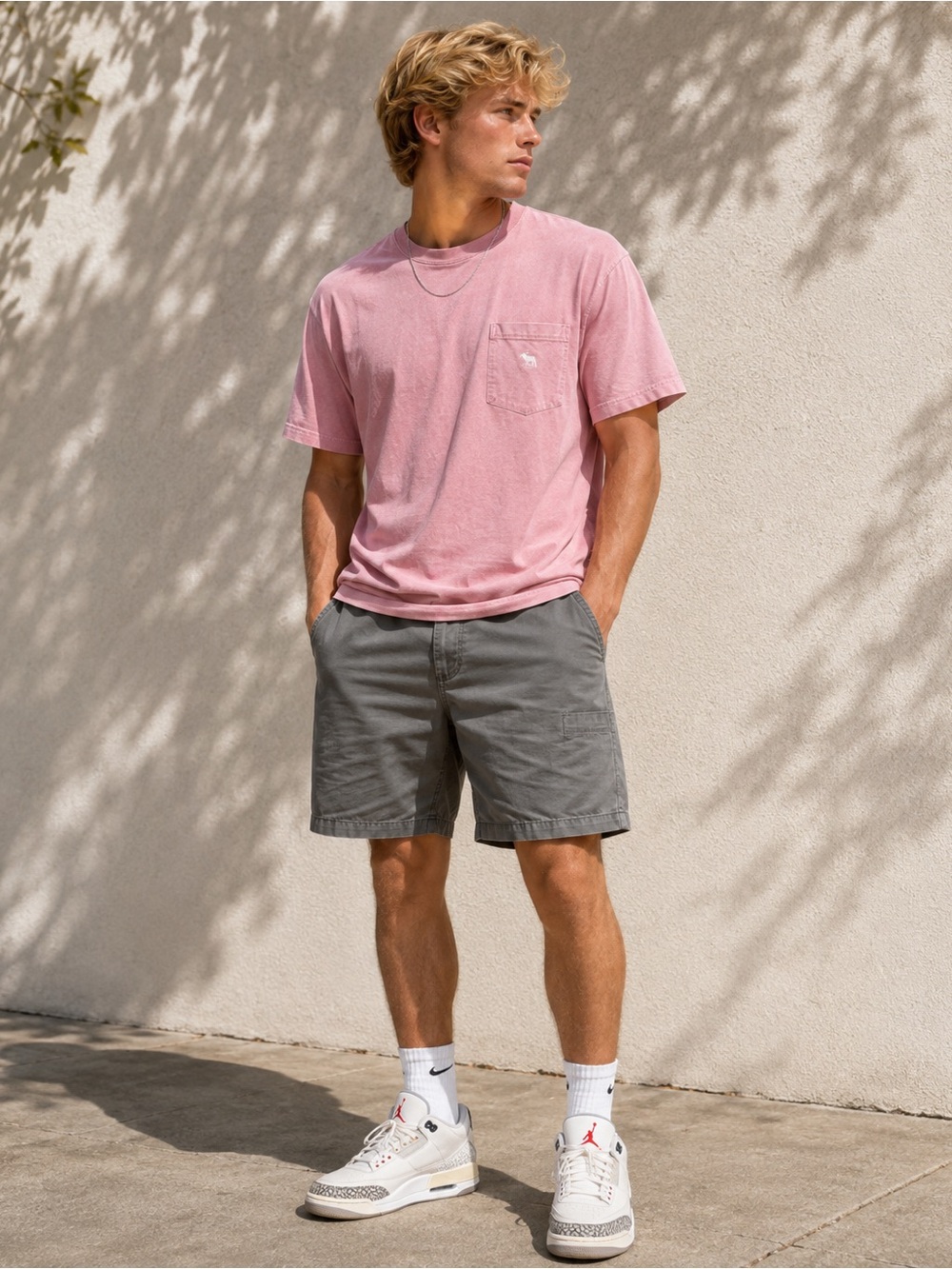Reed Edwards Summer Wash Men’s Gray Chino Shorts Size 34 Flat Front